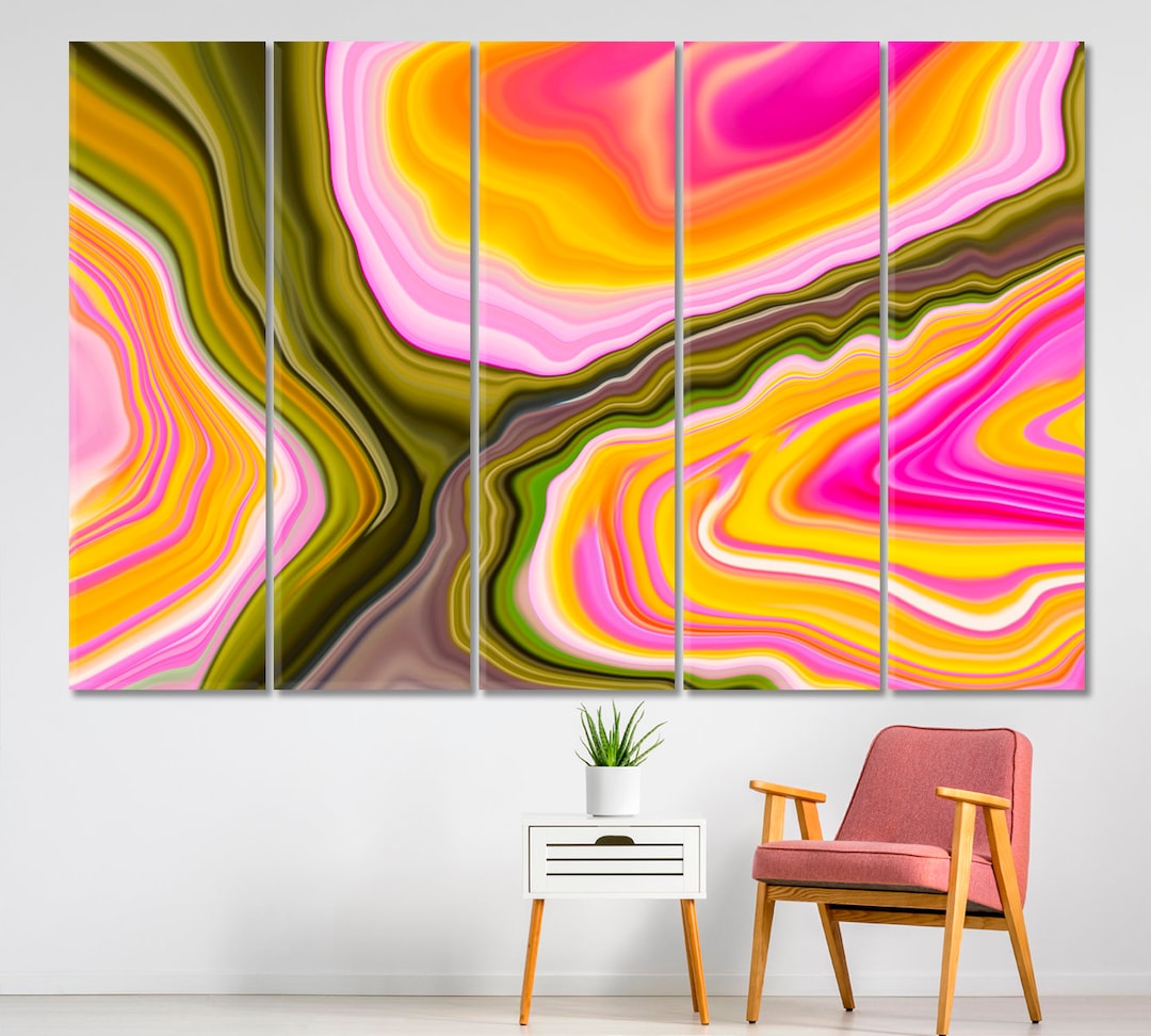 Contemporary Marble Wall Art Canvas Print, Marble Wall Panels, Pink