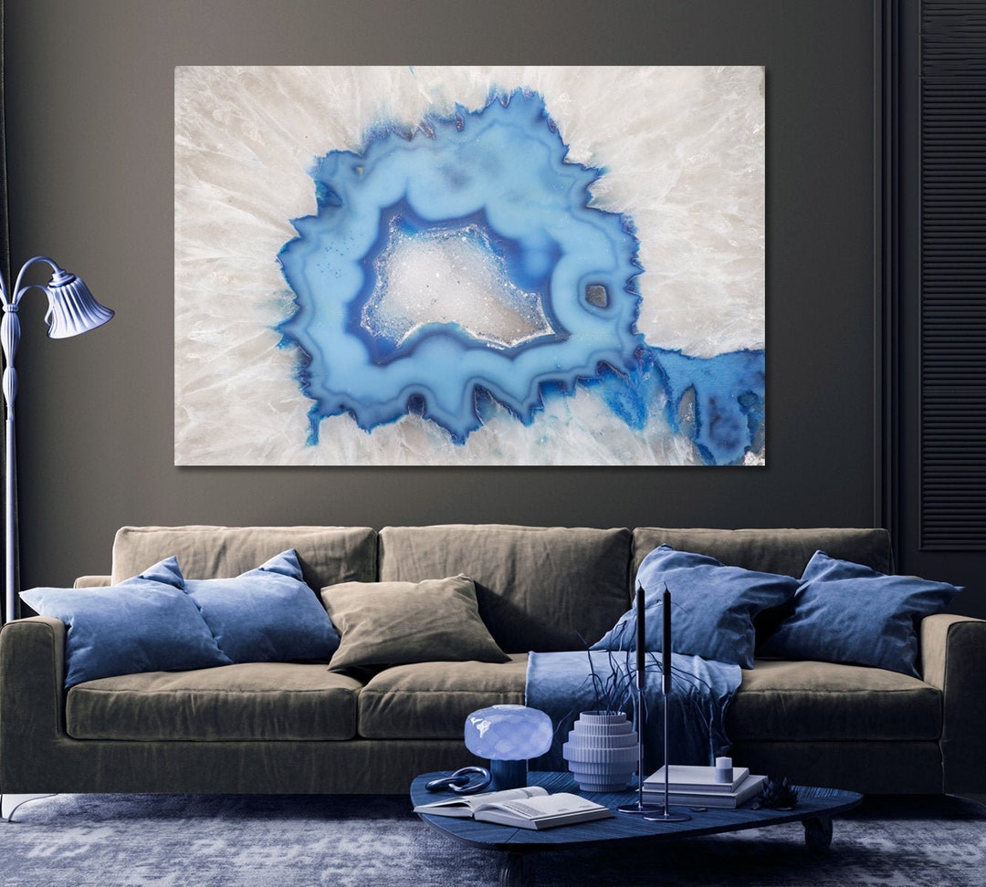 Beautiful Slice Blue Agate Geode Geo Blue Photo Print Wall Art, Cross ...