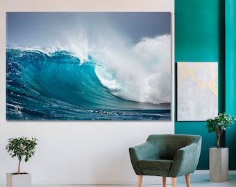 Storm | Large Wall Decor, Ocean Wave Wall Art, Storm Canvas Print, Sea Photography, Blue Ocean Multi Panels, Rolling Wave Modern Split Art