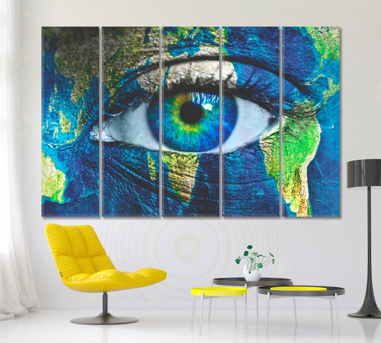 Human Eye Wall Art, Metaphor Planet Earth Blue Human Eye Canvas