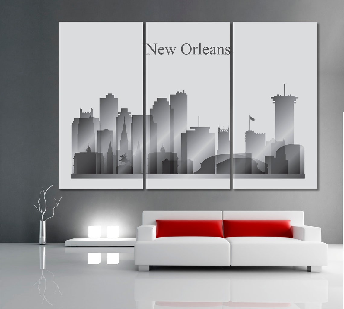 USA New Orleans City Skyline Silhouette Travel Poster on | Etsy