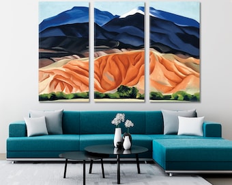Landscape Wall Art | Georgia O&#39;Keeffe Like Art Canvas Print, Nature Landscape Art, Mountains Wall Decor, Trendy Beautiful Large Canvas Art