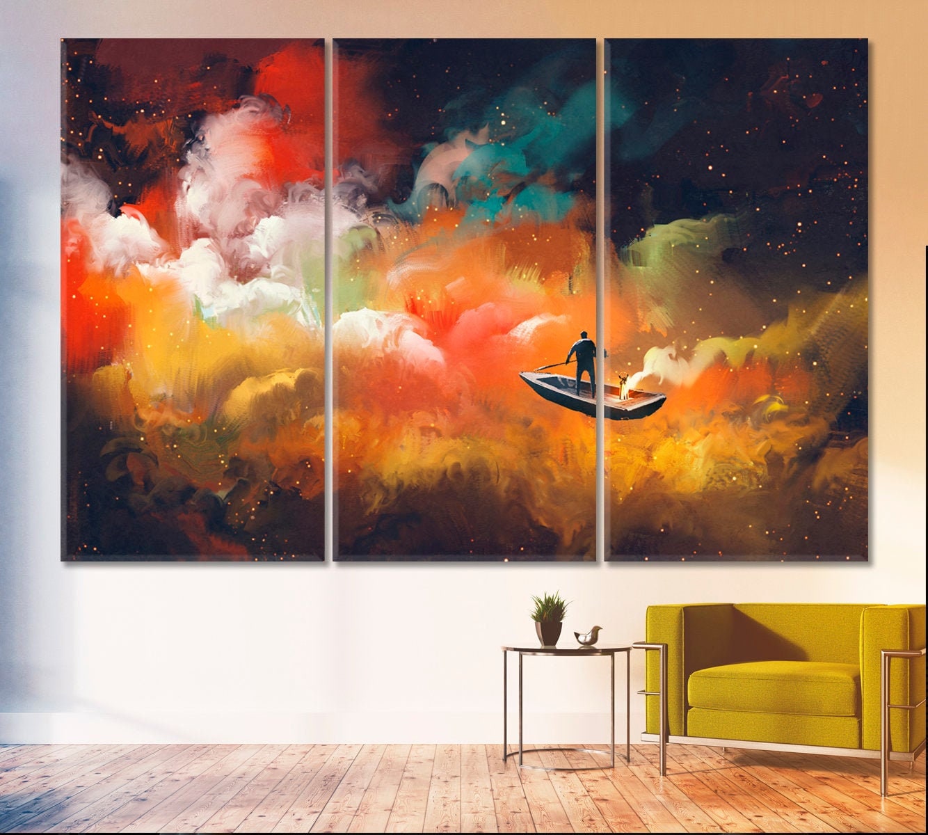 Flying in the Sky Wall Art, Abstract Space Wall Art Canvas Print
