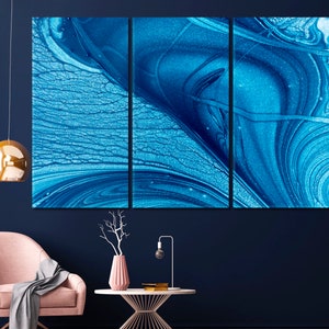 Sapphire Swirls Abstract Fluid Art Canvas Print, Deep Blue Textured Wall Art, Modern Home Decor, Artistic Office Accent, Framed Ready To Hang