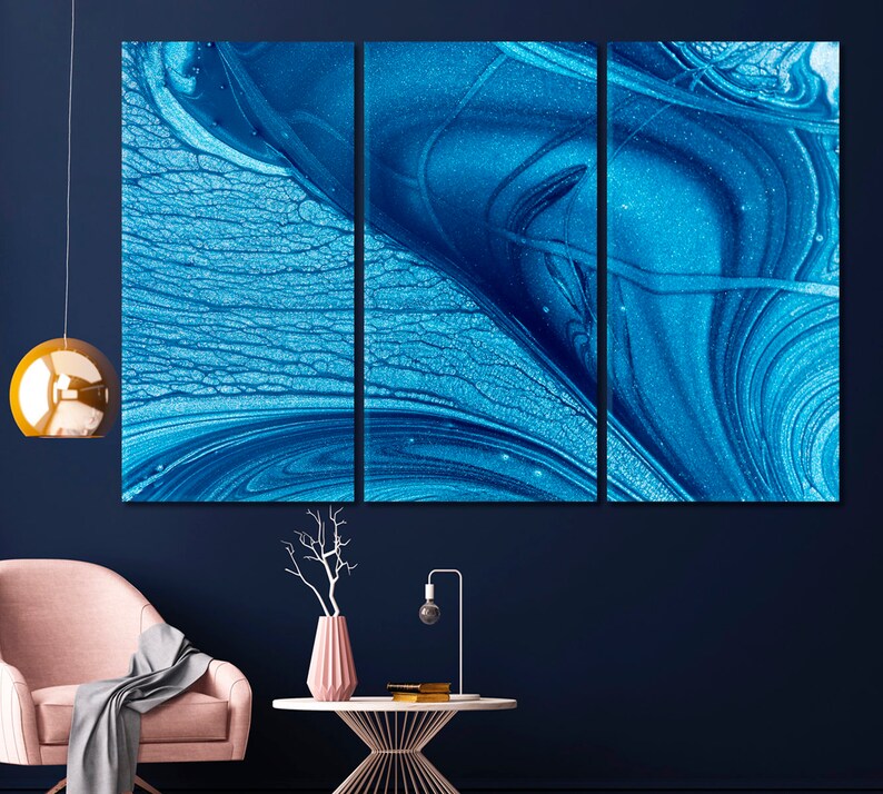Sapphire Swirls Abstract Fluid Art Canvas Print, Deep Blue Textured Wall Art, Modern Home Decor, Artistic Office Accent, Framed Ready To Hang