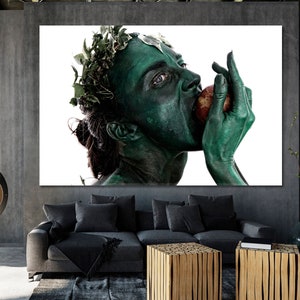 Soul And Nature Concept Wall Panels, Artistic Face Abstract Art Canvas, Face Print, Nymph World Wall Decor, Mythology Face Wall Art