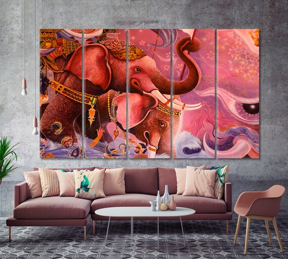 Buddha Life Wall Art, Ancient Buddhist Temple Wall Art, Success Poster Large Wall Décor Canvas Print, Spiritual Art, Modern Ganesha Wall Art