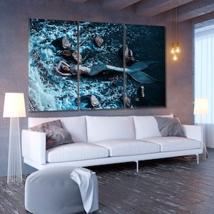 Rocky Beach Kunst Fotodruck, Meerjungfrau-Kunstdruck, Abstraktes Foto-Poster-Druck, Fantasy Ocean Shore Wandkunst, Meeresqualle Kunstdruck