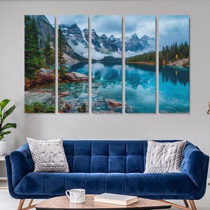 Moraine Lake Mountain Canvas Print, Pine Forest Wall Art, Banff National Park Decor, Moraine Lake Art for Home, Nature Landscape Home Decor