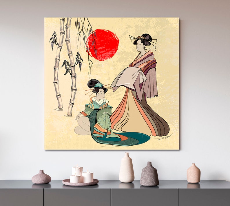 Beautiful Japanese Geisha Girls Art Canvas Print Wall Decor - Etsy
