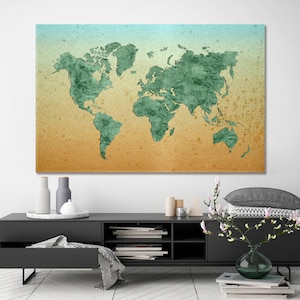 Impressão de arte de mapa-múndi, impressão de arte de mapa em tela, tinta giclée de mapa-múndi, decoração de parede de mapa-múndi, impressão de pôster de mapa-múndi, painéis múltiplos de mapa abstrato