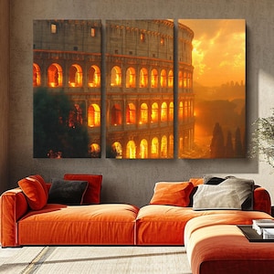 Colosseum Canvas Print, Rome Colosseum Wall Art for Living Room, Italian Landmark Photography, Italian Colosseum at Sunset Wall Hangings