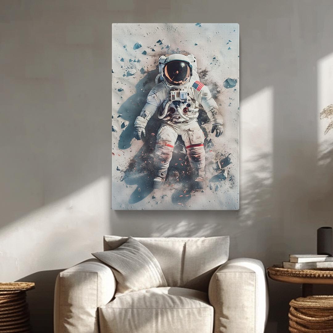 Astronaut on Moon Canvas Print, Astronaut in Space Wall Art, Outer ...