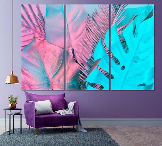 Artistic Tropical Palm Leaves Canvas Print Modern - Etsy