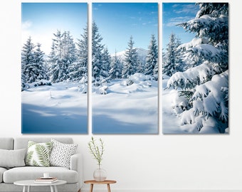 Christmas | Scenic Wall Decor, Spruces Trees Art, Frosty Day Wall Art, Wild Forest Canvas Print, Earth Beauty Poster Print, Tree Wall Art