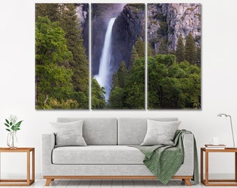 Yosemite Falls Fotodruck Leinwand, schöne Landschaft Yosemite Valley Wasserfall Wand Kunst Leinwand, Yosemite National Park Kalifornien WallArt