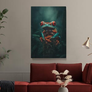 Red-Eyed Tree Frog Canvas Print, Red-Eyed Frog Art Print for Decor, Rainforest Wall Art for Office, Great Gift for Nature Lovers
