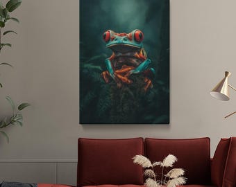 Red-Eyed Tree Frog Canvas Print, Red-Eyed Frog Art Print for Decor, Rainforest Wall Art for Office, Great Gift for Nature Lovers