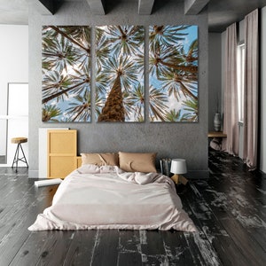 Palm Tropical Wall Art, Palms Trees Wall Decor, Exotic Panorama Canvas Print, Trees Wall Panels, Ready To Hang Artwork, Palms Trees Sky Art
