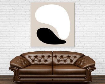 Simple Abstract Shapes Boho Art Print, Wall Art Abstract Boho Art Print, Living Room Print, Mid Century Wall Art, Bohemian Wall Decor Art