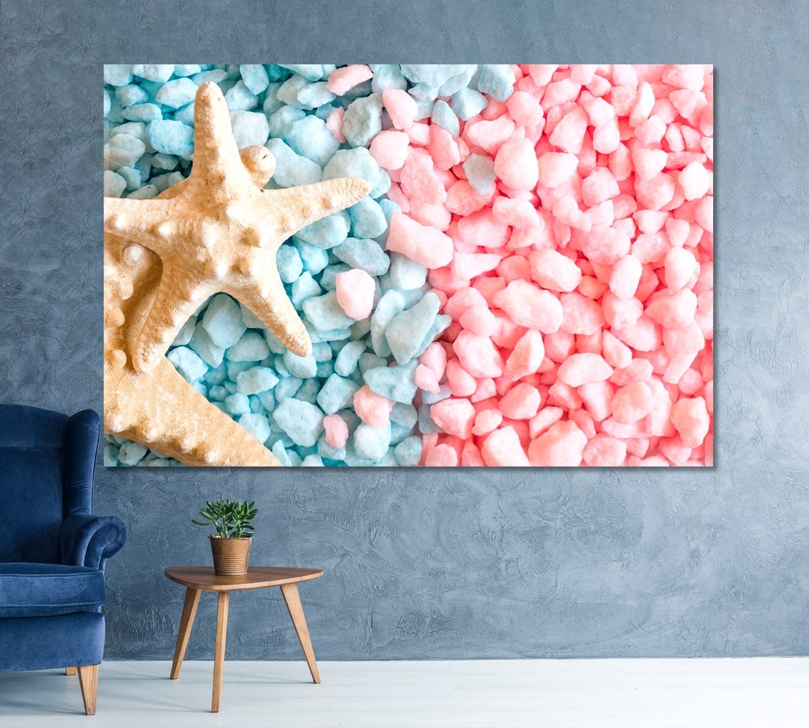 Starfish Large Wall Decor Starfish Canvas Art Sea Concept Etsy