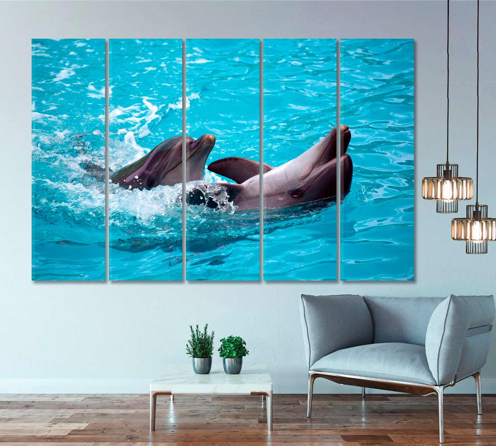 Dolphins Dolphins Canvas Print Animals Wall Art Dolphins Etsy