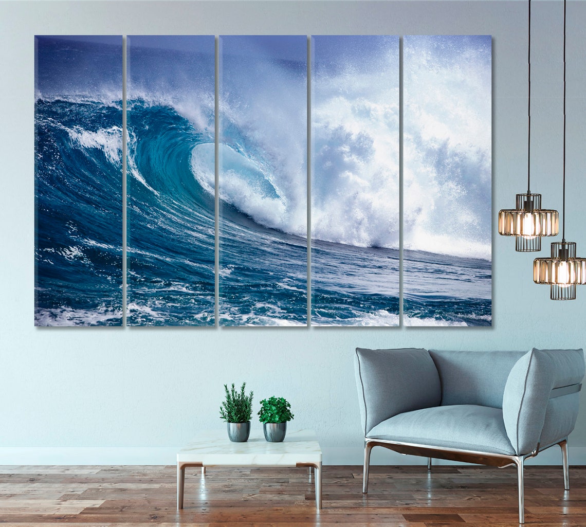 Large Wall Decor Ocean Wave Wall Art Storm Canvas Print Sea Etsy