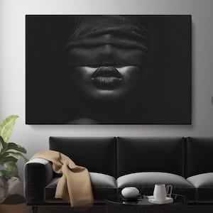 Woman Portrait Art Ptint, Black and White Female Portrait Canvas Art, Minimalist Portrait Wall Art, Modern Home Decor, Ready to Hang Artwork