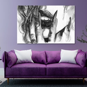 Black and White Beautiful Woman Wall Artwork Print