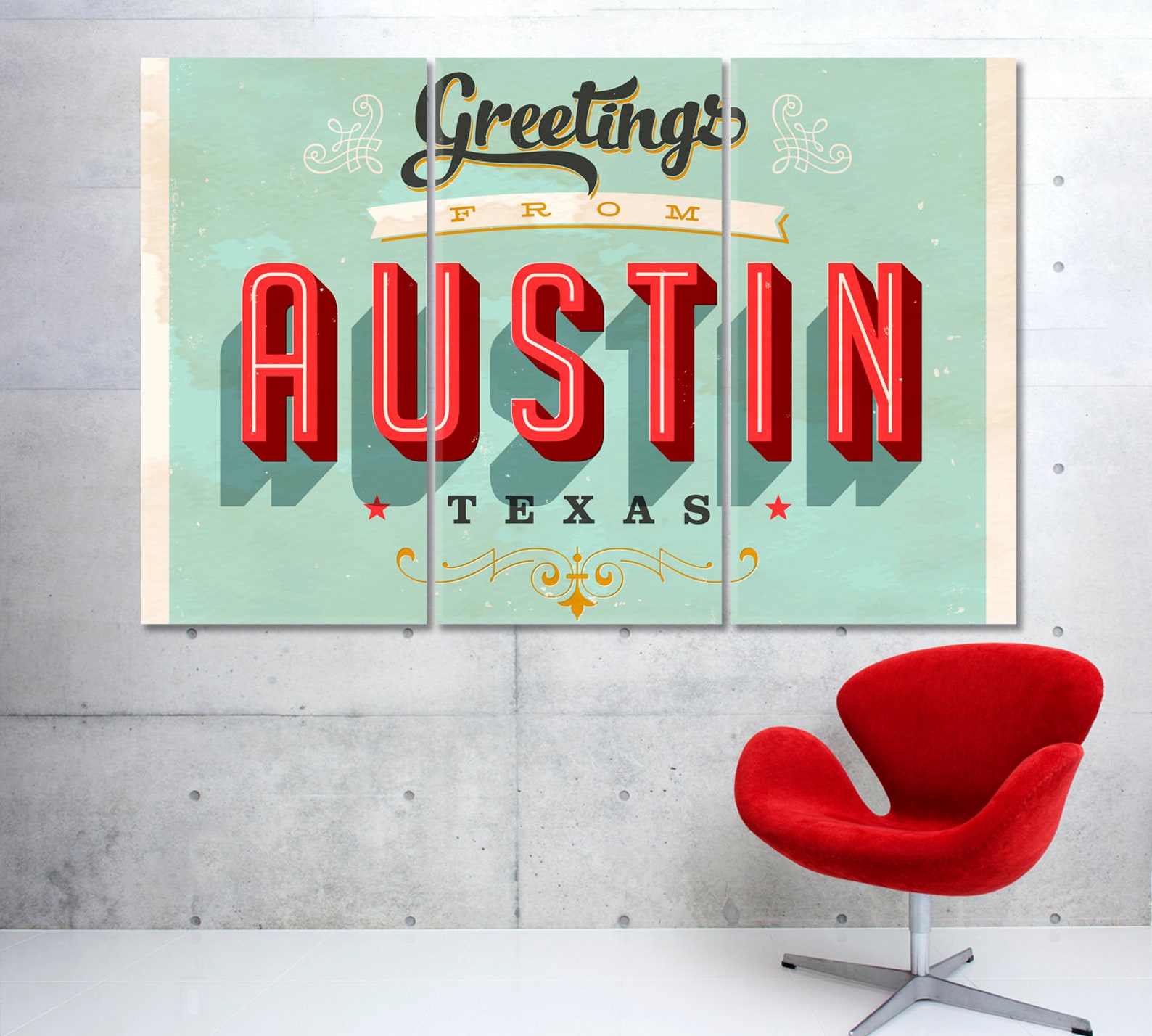 Austin Texas Wall Art Vintage Canvas Print USA Travel Etsy