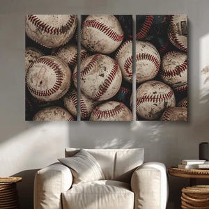 Baseball Large Art Print, Vintage Baseball Canvas Print, Rustic Sports Wall Art, Classic Game Room Decor, Great Gift for Baseball Fans