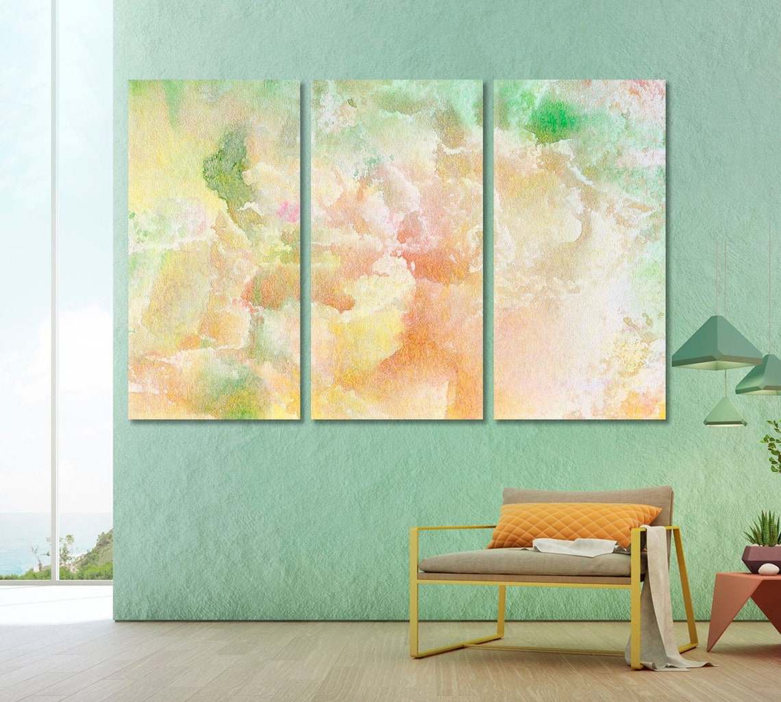 Abstract Wall Decor Canvas Print Pastel Wall Art Colorful Etsy