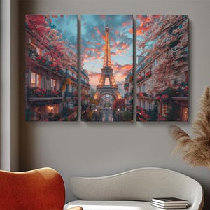 Impresión en lienzo de la Torre Eiffel, arte de pared de París, decoración de la casa y la oficina en las calles de París, obra de arte de la Torre Eiffel, regalo artístico de la Torre Eiffel para amantes de los viajes