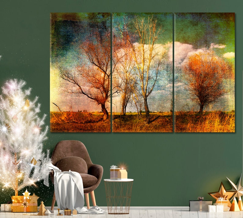 Trees Wall Art Abstract Tree Canvas Print Nature Home Decor Etsy