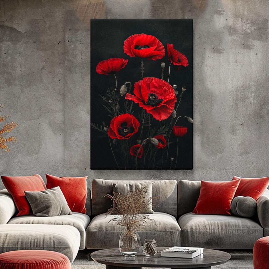 Red Poppy Canvas Print, Red Poppy Wall Art for Bedroom, Red Poppy Art ...