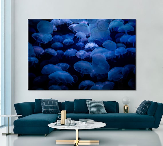 Aquarium Translucent Moon Jellyfishes Wall Decor, Jellyfish Multi Panels, Jellyfish Wall Art, Underwater Wall Decor, Sea Life Wall Art