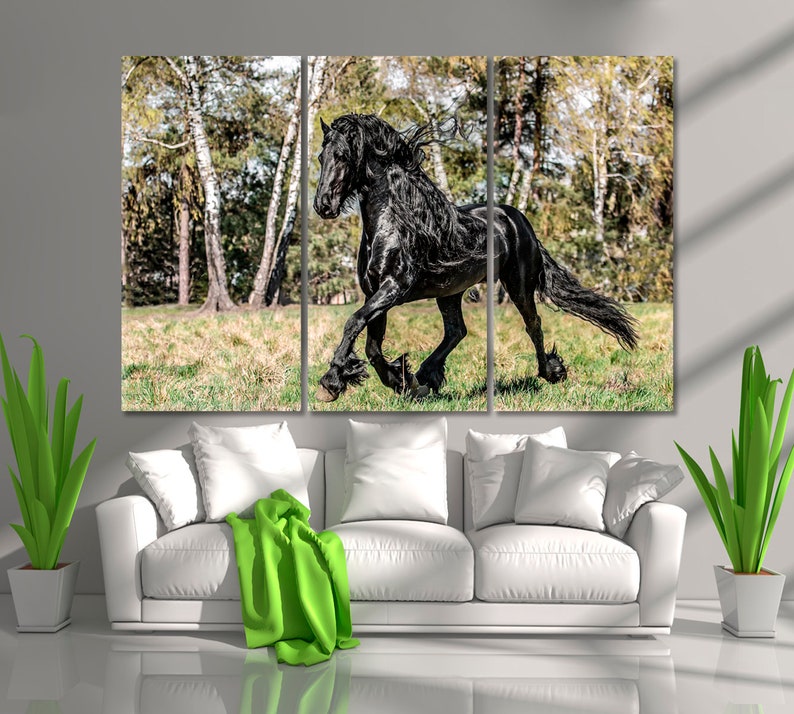 Gallop Beautiful Friesian Stallion Wall Décor Horse Wall Art Etsy