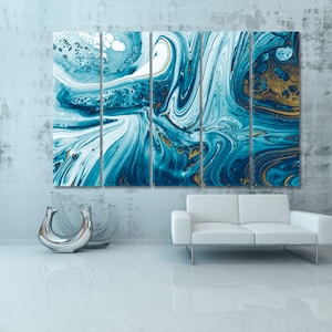 Blue Lagoon Beautiful Blue Acrylic Pour Color Liquid Artwork, Marble ...