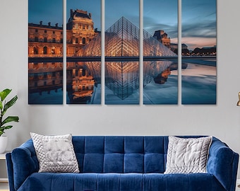 Louvre Pyramid Canvas Print, Paris Wall Art for Living Room, Louvre Museum Photography, France Travel Artwork, Louvre Pyramid Artwork