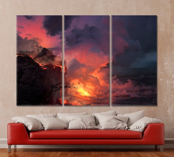 Red Hot Sky Art, Fire Flame Photo Poster Print, Active Lava Flow Art, Volcanic Explosion Art, Lava Flow Photo Art, Beautiful Sky Art Decor