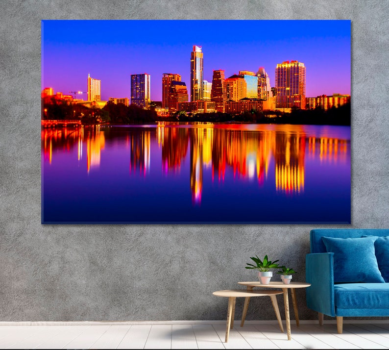 Texas Austin Wall Decor Austin Downtown Sunrise Canvas Print Etsy
