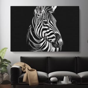 Zebra Wall Art, Black and White Zebra Canvas Print, Black and White Zebra Wall Print, Zebra Art Print Home and Office Decor, Animal Prints