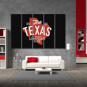 USA Texas State Logo auf Leinwand Druck, Texas Lone Star State Wandkunst, USA Texas Vintage Emblem Wanddekor, Texas Flagge Karte Stempel Poster Dekor