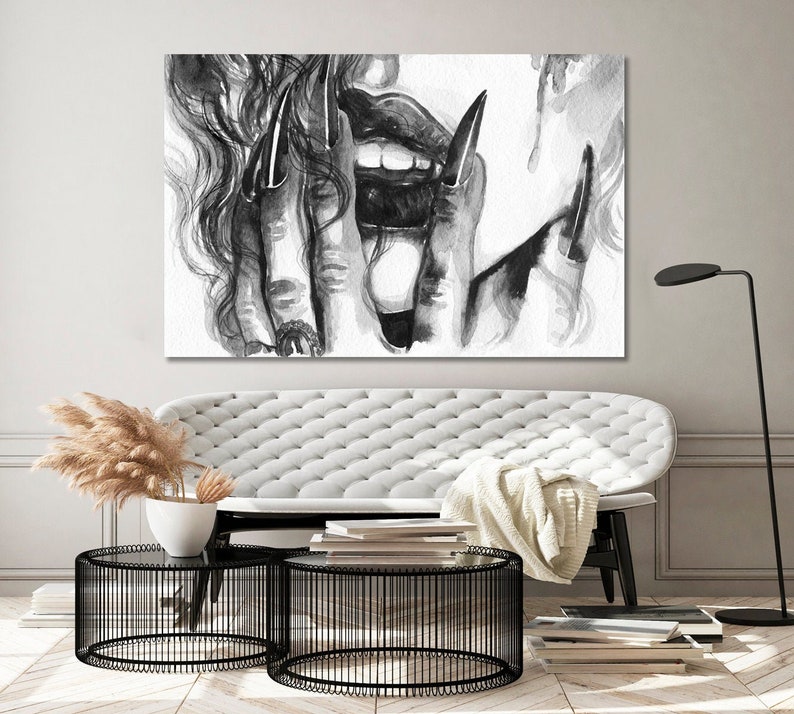 Black and White Beautiful Woman Wall Artwork Print