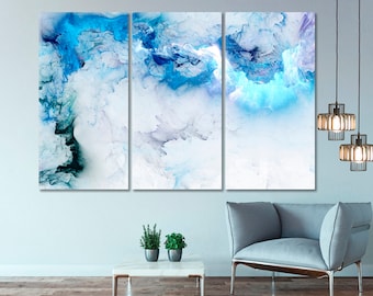 Sky Blue Wall Art, Abstract Space Wall Art, Abstract Cloud Canvas Print, Abstract Cosmos Art, Blur Abstract Artwork, Sky Clouds Artwork