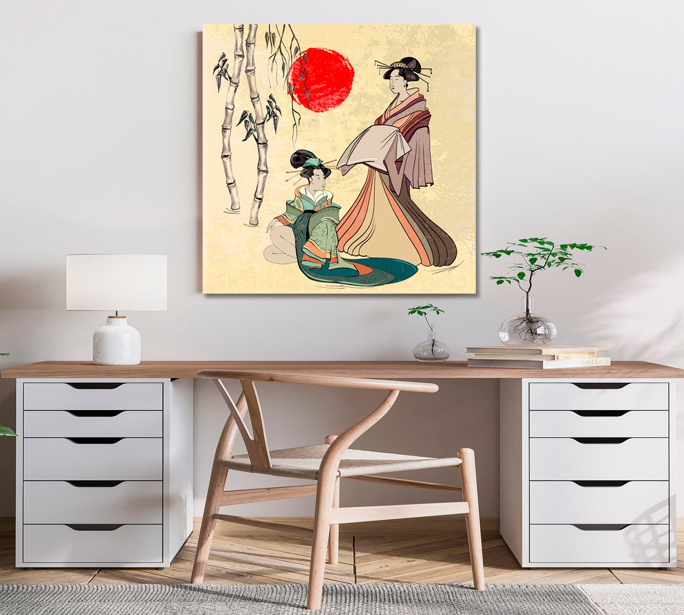 Beautiful Japanese Geisha Girls Art Canvas Print Wall Decor, Classical ...