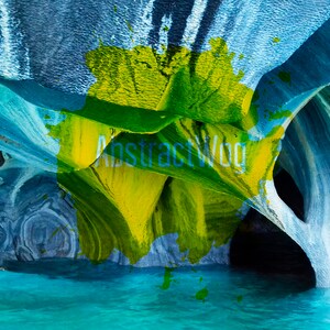 Marble Caves Patagonia Chile Poster Print, Turquoise Colors Splendid Shapes Marble Caves Photo Art Print, Unearthly Beauty Nature Art image 4