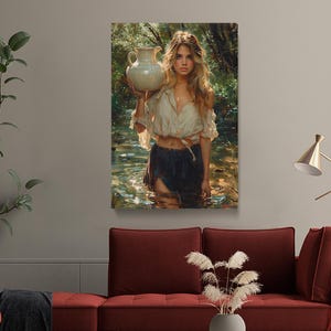 Woman Canvas Print, Woman Art Wall Decor, Bohemian Woman  Painting, Woman Artwork, Rustic Woman Room Decor, Rustic Woman Wall Hanging