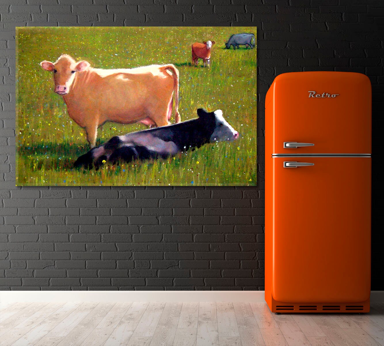 Cow Canvas Print Farm Animal Art Print Farm House Wall Etsy