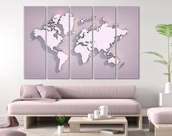 Weltkarte Wandkunst, große Karte Leinwanddruck, Weltkarte Poster, Weltkarte Wanddekor, Weltkarte Kunstdruck, abstrakte Karte Multi Panels, Kartenkunst